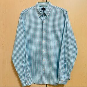 J.Crew Top Men's Long Sleeve Button Up Shirt Cotton Plaid Blue Green Size M